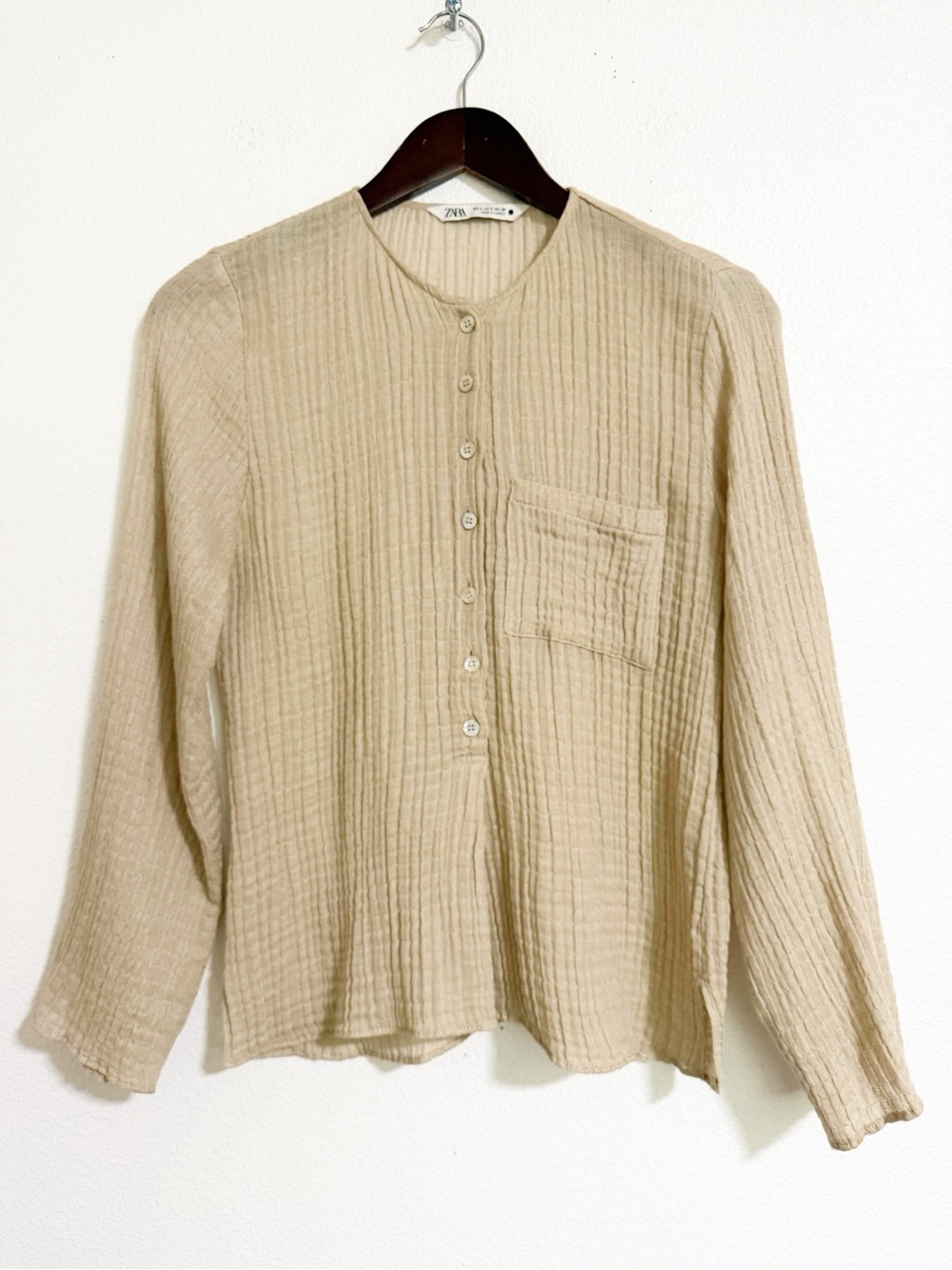 Zara Cotton Gauze Popover Top